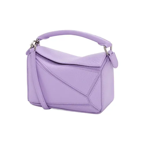 LOEWE Пазл Мягкая крупнозернистая текстура коровьей кожи сумка через плечо мини-сумка женский светло-фиолетовый