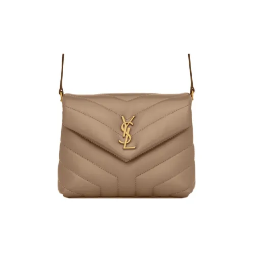 SAINT LAURENT LOULOU Сумка через плечо из телячьей кожи женская цвет тауповый