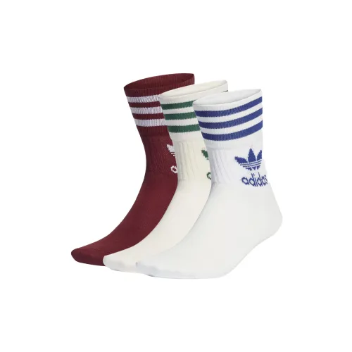 Adidas 1 комплект 3 шт Белый + Молочный белый + Красный Унисекс MID Носки до икры