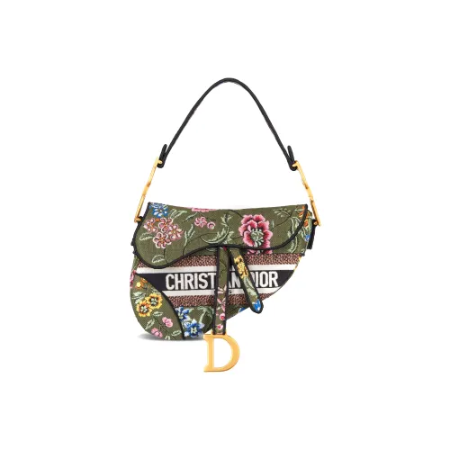 DIOR Saddle Embroidery Saddle Bag Сумка через плечо Сумка для женщин Зеленый Многоцветный