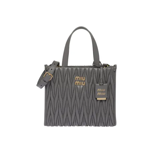 MIU MIU Soft Sheep Leather Tote Bag Shopping Bag Shoulder Bag Handbag Women's Light Gray