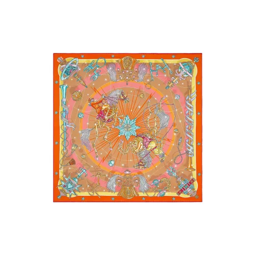 HERMES Starry Chorus Шелковый Шарф Женский Оранжевый