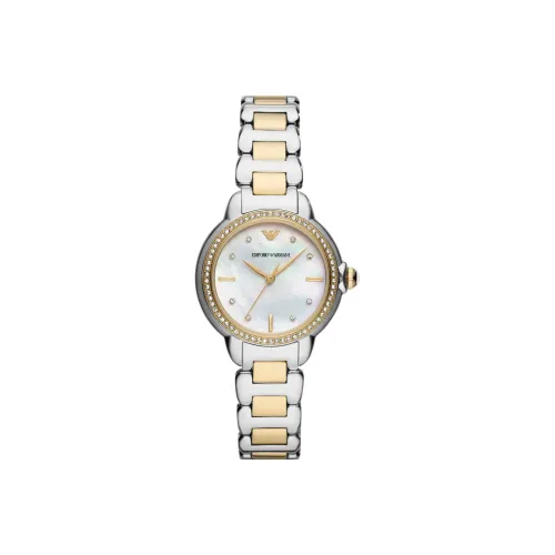 EMPORIO ARMANI Наручные часы Кварцевый механизм Ремешок из нержавеющей стали 32 мм Матирированный цветной циферблат Женские часы