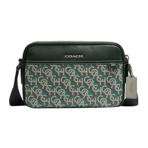 COACH Graham Коровья кожа Camera Сумка Сумка через плечо Средний Женские Amazon Зеленый Черный