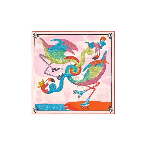 HERMES Tied Up in Knots Шелковый Шарф Женский Розовый