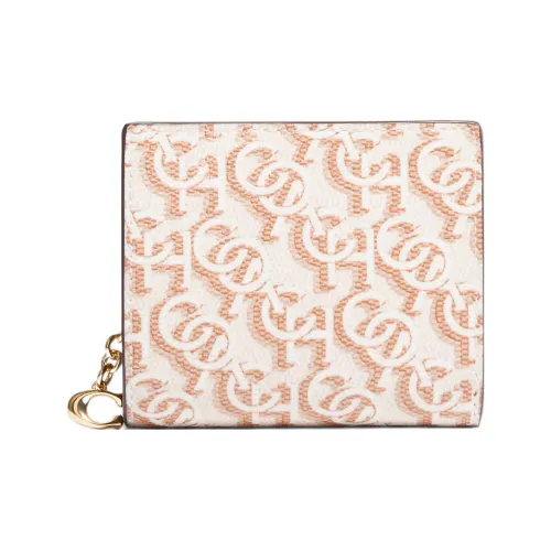 COACH Snap Wallet Холст с кожей Кошелек Женские Мел белый