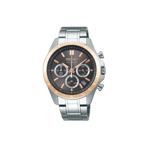 SEIKO Кварцевый механизм Часы Мужские Серебристый циферблат SBTR026