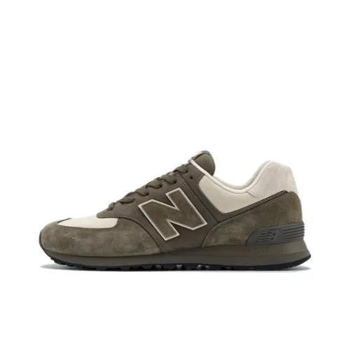New Balance NB 574 Амортизация Износостойкий Низкий Топ Беговые кроссовки Унисекс Зеленый Бежевый