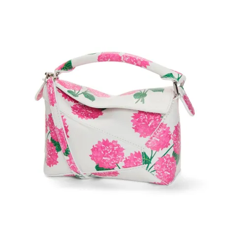 LOEWE Пазл Сатин Телячья кожа Сумка через плечо Сумка Мини Женская Розовая Белая