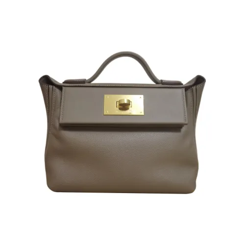 HERMES 24 24 Evercolor Swift Телячья кожа Портативная Сумка через плечо Сумка на плечо Мини Женская Слоновой серый