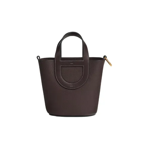 HERMES In The Loop Fubao Седло Телячья кожа Свиной нос Корзинка-сумка Ведрообразный Сумка Женские Эбеновый