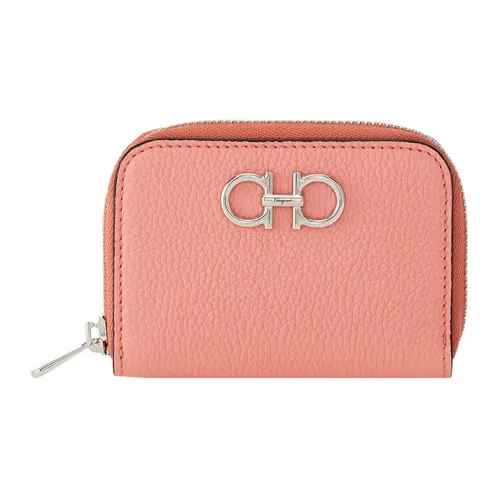 FERRAGAMO GANCINI Телячья кожа Кошелек Держатель для карт Женский Кораллово-оранжевый