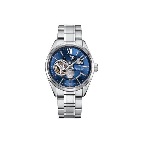 ORIENT STAR Автоматический Механический Механизм Нержавеющая Сталь Ремешок Часы 40 мм Мужские Часы Синий Циферблат RE DWAV0003L00B