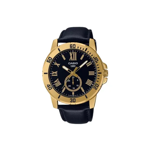 CASIO Standard Series Кварцевый механизм Кожаный ремешок Часы Мужские Черный циферблат