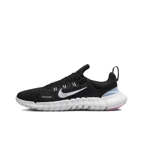Nike Free Run 5,0 Амортизаторы Ускорители Устойчивые к истиранию Низкий Топ Повседневные Беговые кроссовки Мужские Черно-белые
