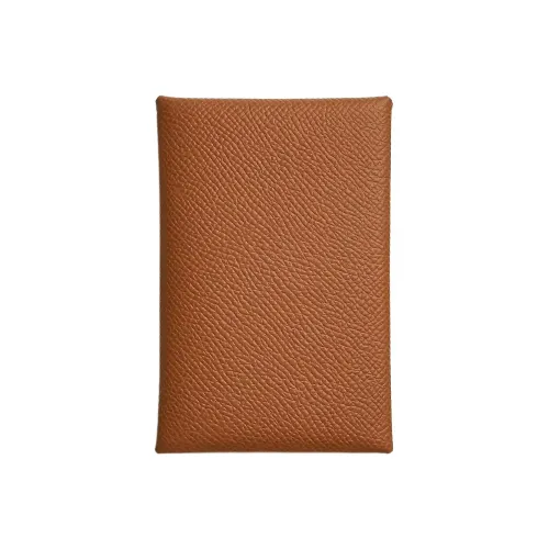 HERMES Calvi Кошелек из коровьей кожи держатель для карт женский золотисто-коричневый