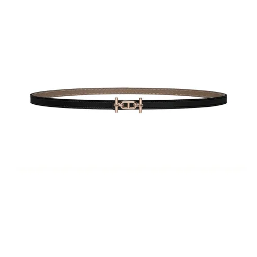 HERMES Epsom Телячья кожа Двойной с обеих сторон кожа ремень кожа ремни Женские Черный Ширина 1,3 см