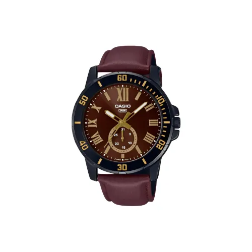 CASIO Standard Series Кварцевый механизм Кожаный ремешок Часы Унисекс Красный циферблат
