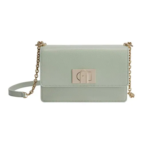 Furla 1927 Collection Текстурированная кожа Маленькая квадратная сумка Сумка через плечо Мини Женская Мятно-зеленый