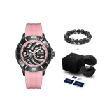Темный Черный/Розовый (Планета Комплект) + Браслеты с вулканическим камнем