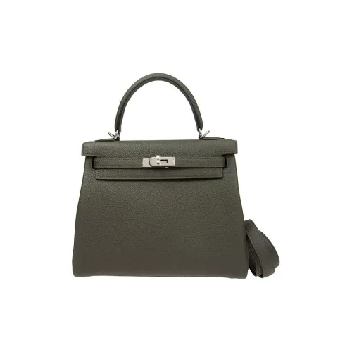 HERMES Kelly Коровья кожа Togo Сумка Kelly Сумка Женские C6 Vert DE Gris Серо-зеленый