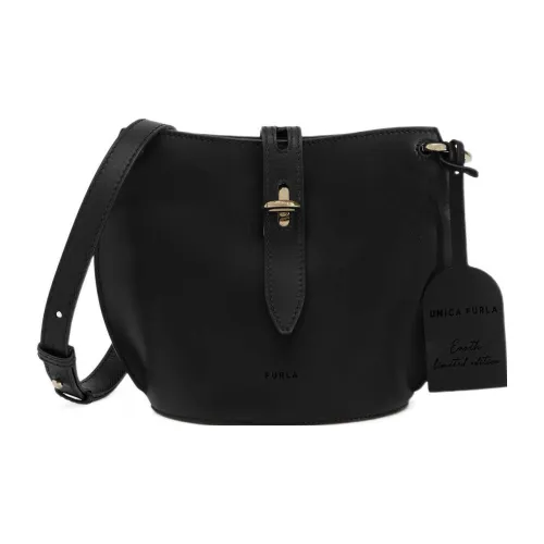 Furla Net Collection Nature Телячья кожа Ведрообразная сумка Сумка через плечо Мини Женская Черная