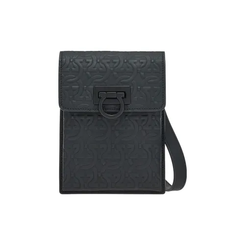 FERRAGAMO GANCINI Покрытие Телячья Кожа Сумка через плечо Стандартная Мужская Черная