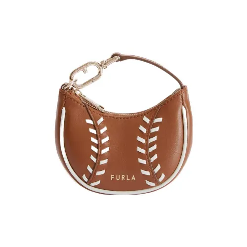 Furla Primavera Телячья кожа с тканью вязаная кожа клатч сумка мини женский коричневый и белый