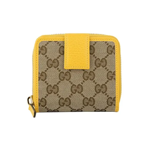 GUCCI Canvas с кожаными вставками кошелек женский желтый