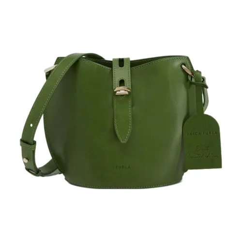 Furla Net Collection Коровья кожа Ведрообразная сумка Сумка через плечо Мини Женская Листовой зеленый