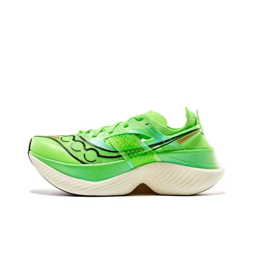 Saucony Endorphin Elite Wing Амортизаторы Slip-resistant устойчивые к истиранию Низкий топ Беговые кроссовки Унисекс Зеленый