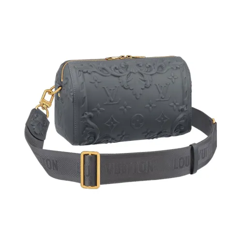 LOUIS VUITTON Keepall 3D-эффект тисненая телячья кожа сумка через плечо большая мужская серая