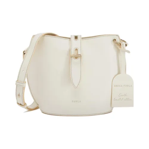 Furla Net Collection Телячья кожа с кожаными вставками Ведрообразная сумка Сумка через плечо Мини Женская Белая