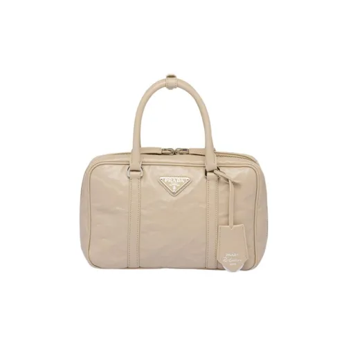 PRADA Напп-Кожа Сумка через плечо Сумка среднего размера Женская Бежевая