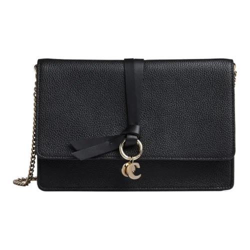 Chloe Alphabet Блестящий Телячья кожа Сумка через плечо Мини Женская Черная