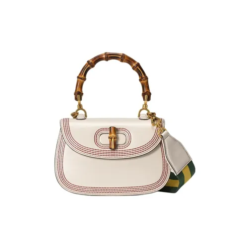 GUCCI Bamboo 1947 Кожа Сумка через плечо Сумка Маленькая Женская Белая
