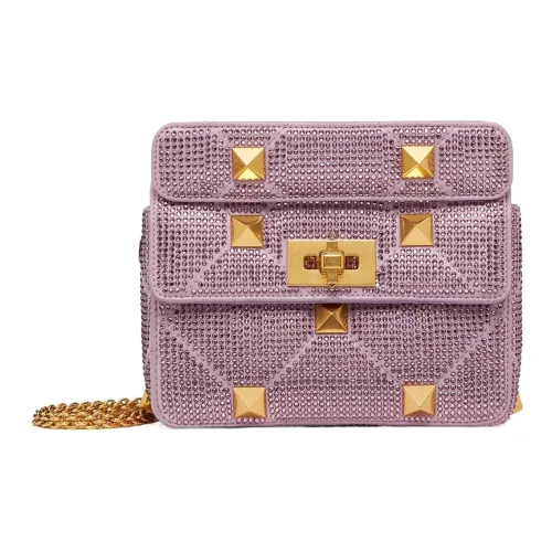 Valentino Roman Stud Стразы Портативная Сумка через плечо Сумка на плечо Женская Фиолетовая