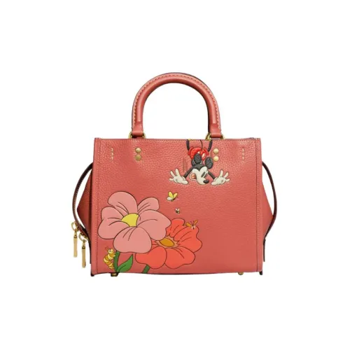 COACH Rogue Коровья кожа Одно плечо Ручная сумка Сумка через плечо Средний Женский Розовый Красный