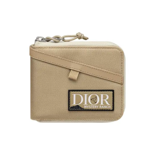 DIOR MYSTERY RANCH Коллаборация Тисненая кожа Патч Нейлон Держатель для карт кошелек Мужской Бежевый