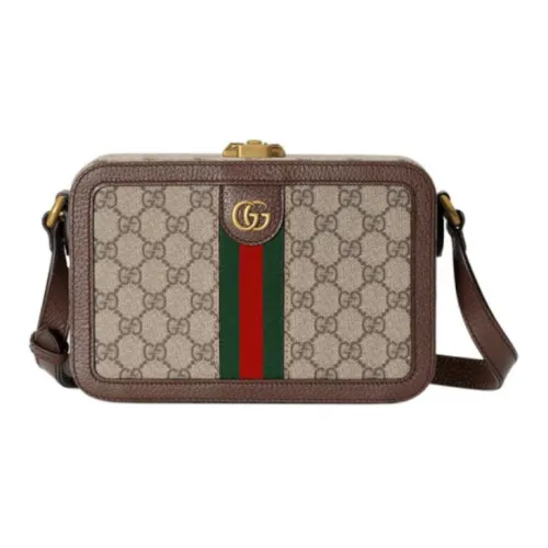 GUCCI Canvas с кожаными вставками сумка через плечо мужская коричневая