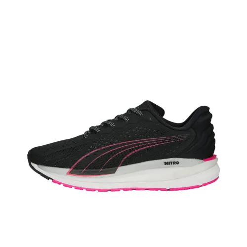 PUMA Magnify Nitro Knit Slip-Resistant Abrasion-Resistant Low Top Беговые кроссовки Женские Черный Розовый