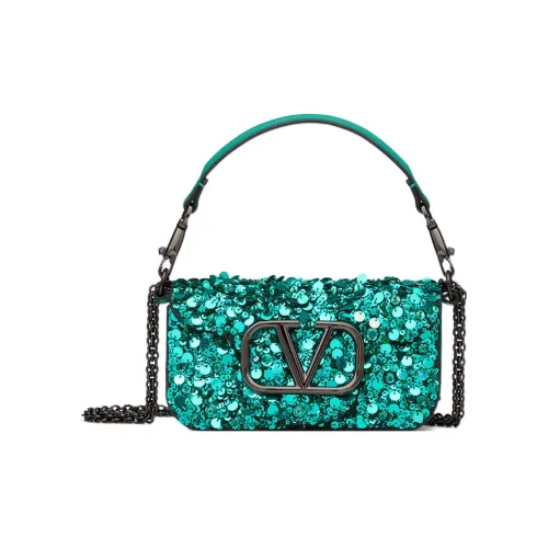 Valentino Locò Вышивка с кожаными вставками комбинированный портативный сумка через плечо маленькая женская зеленая