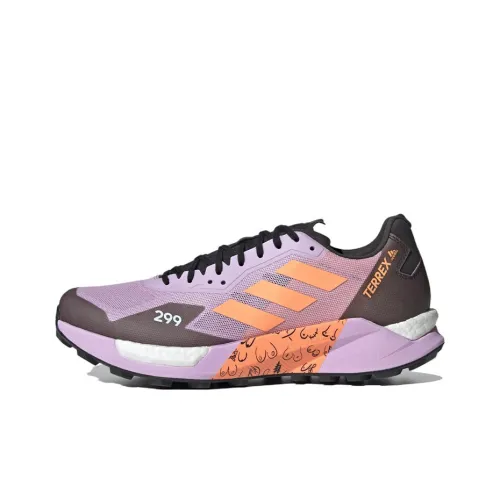 adidas Terrex Agravic Slip Resistant Abrasion Resistant Легкий Низкий Топ Беговые кроссовки Унисекс Фиолетовый Красный Оранжевый