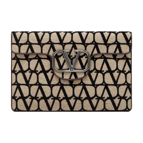 Valentino Холст Клатч Мужской Бежевый Черный