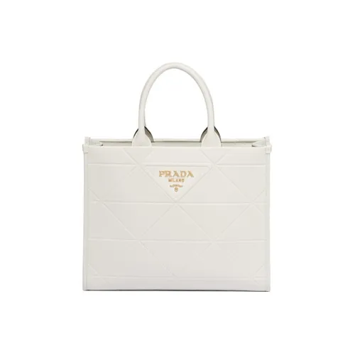 PRADA Кожа Тоут Сумка Сумка для покупок Сумка среднего размера Женская Белая