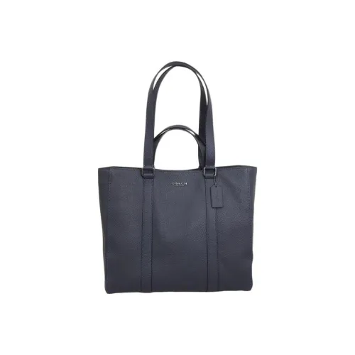 COACH Hudson Пескоструйная кожа Сумка-тоут Сумка для покупок Сумка через плечо Сумка Большая Мужская Морской синий