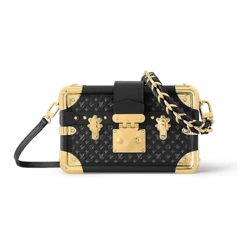 LOUIS VUITTON PETITE MALLE Корова Кожа Твердая Коробка Сумка через плечо Женская Черная