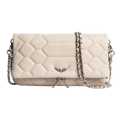 Zadig Voltaire Lambskin One Shoulder Crossbody Clutch Extra Large Women's White