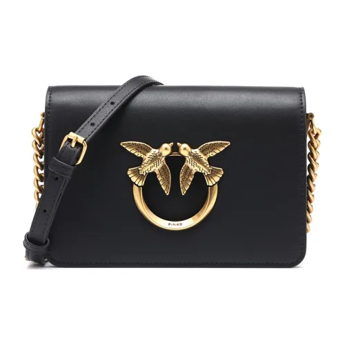 PINKO Click series Коровья кожа Сумка через плечо Мини Женская Черная