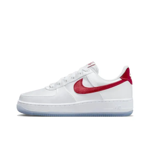 Nike Air FORCE 1 Satin 'Белый Красный' Низкие Скейтбординг Кроссовки Женские Белый Красный